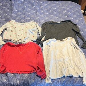 Girls' Red Long-Sleeve Crew Top - Unbranded